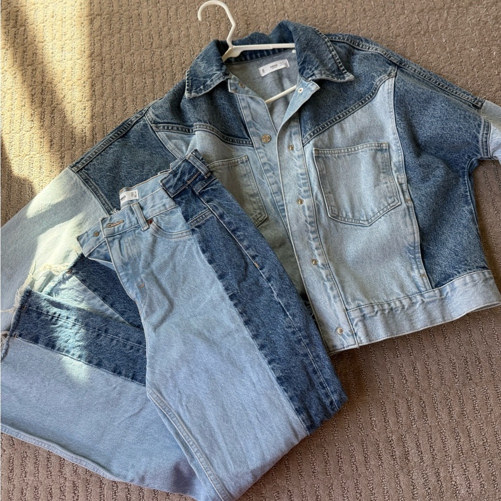 MANGO Two-Tone Denim Jacket & Jeans Set